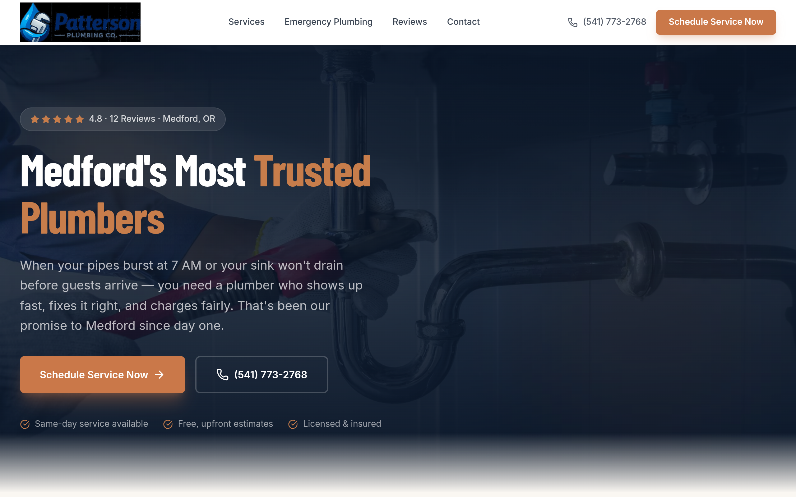 Patterson Plumbing Co. website screenshot